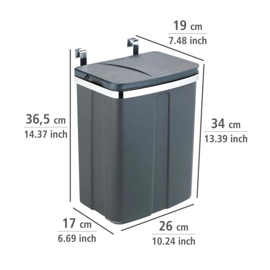 WENKO 54903100 - Prie durų tvirtinamas krepšys 26x36,5 cm pilka/sidabrinė