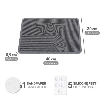 WENKO 54955100 - Nusausinimo kilimėlis DAMON 40x30 cm diatomitas/pilka