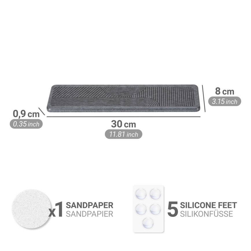 WENKO 54957100 - Lašėjimo kilimėlis DAMON 30x8 cm pilkas