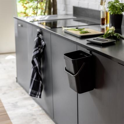 WENKO 55027100 - Šiukšlių dėžė BLACK OUTDOOR KITCHEN 19x24 cm juoda/pilka/skaidri