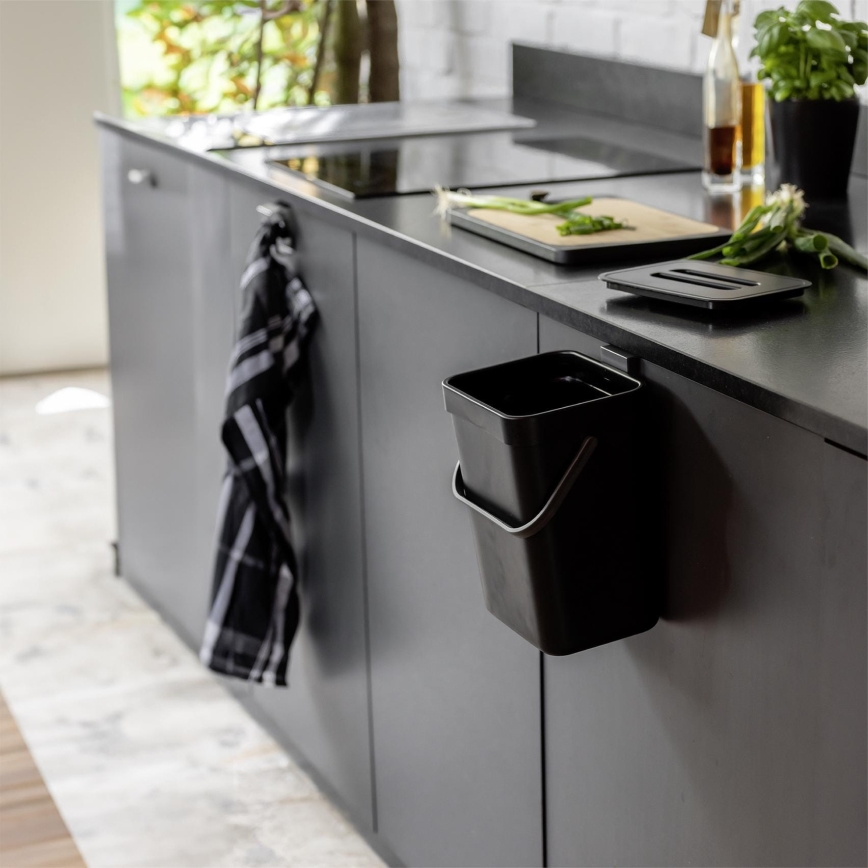 WENKO 55027100 - Šiukšlių dėžė BLACK OUTDOOR KITCHEN 19x24 cm juoda/pilka/skaidri