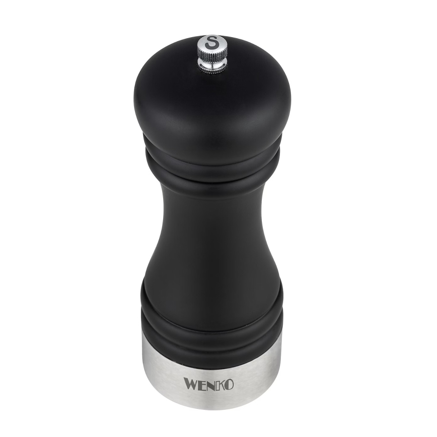 WENKO 55082100-Druskos malūnėlis Juoda lauko virtuvė 5x17,5 cm sidabrinė/juoda/balta