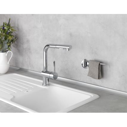 WENKO 5639100 - Popierinių rankšluosčių laikiklis TURBO-LOC KÜCHE 23x6,5 cm nerūdijančio plieno/sidabrinė