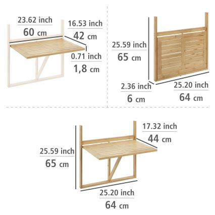 WENKO 69806800 - WAIKIKI stalas 64x65 cm baltas/rudas