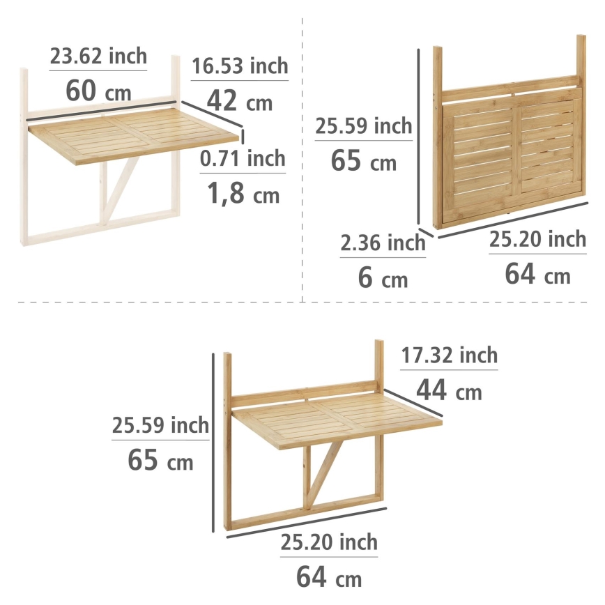 WENKO 69806800 - WAIKIKI stalas 64x65 cm baltas/rudas
