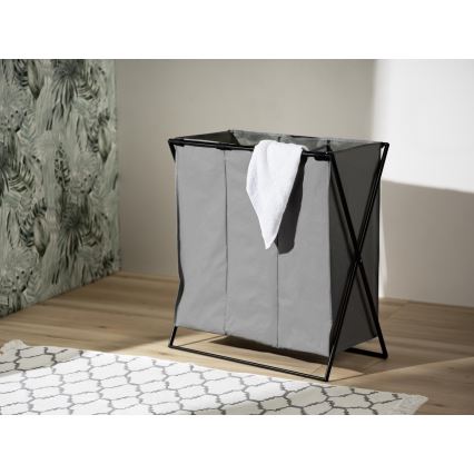WENKO 71297800 - Skalbinių krepšys TRIO 69x76 cm pilka/juoda