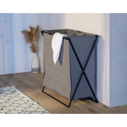 WENKO 71297800 - Skalbinių krepšys TRIO 69x76 cm pilka/juoda