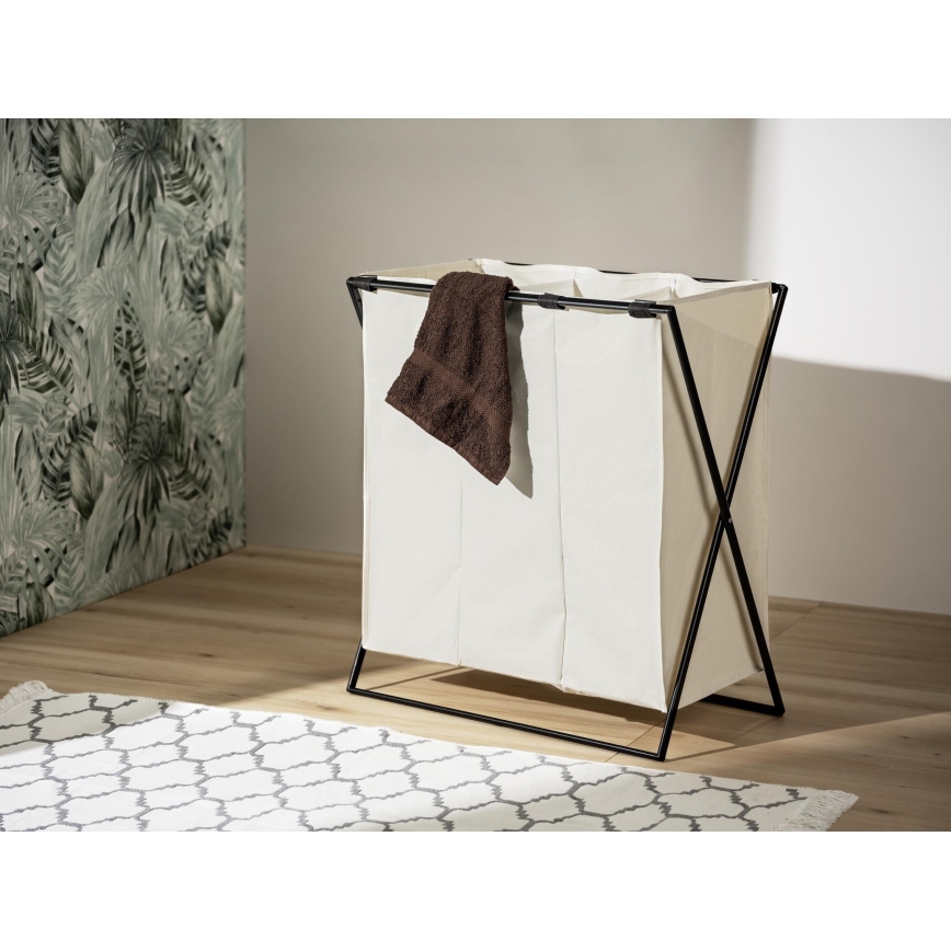WENKO 71298800 - Skalbinių krepšys TRIO 69x76 cm kreminė/juoda