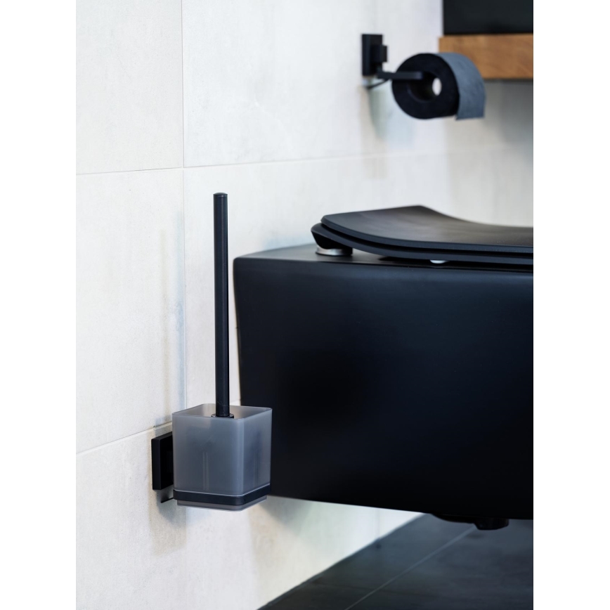WENKO 71450800 - WC komplektas VACUUM-LOC QUADRO ED 9,5x37 cm juoda