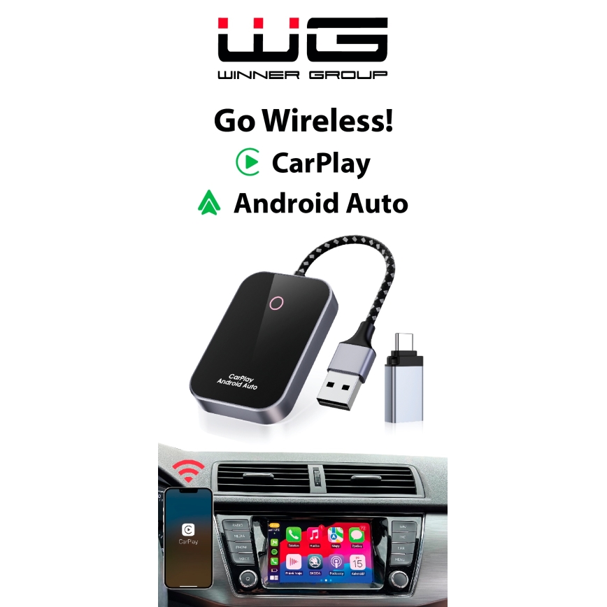 Winner Group-Adapteris GoWireless! belaidžiam ryšiui CarPlay ir Android Automobilis
