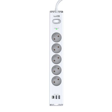 Winner Group - Apsauga nuo viršįtampių 5Z + 2xUSB-A + 1xUSB-C balta