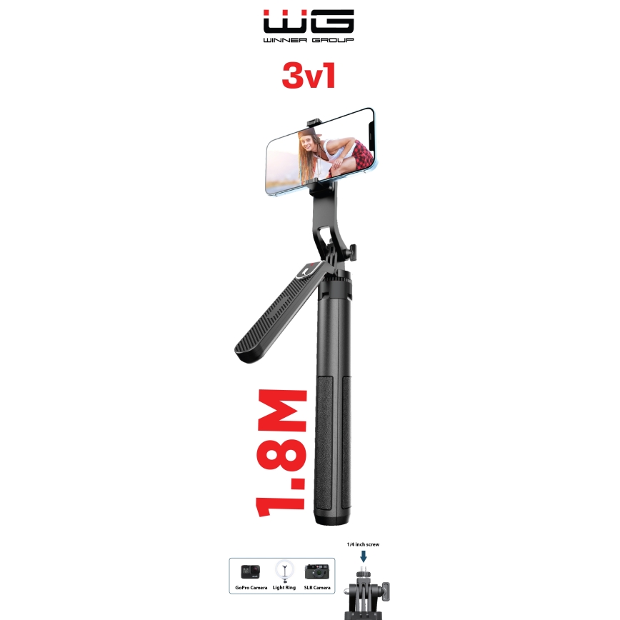 Winner Group - Asmenukių lazda 3in1 su stovu 55 mAh 180 cm juoda
