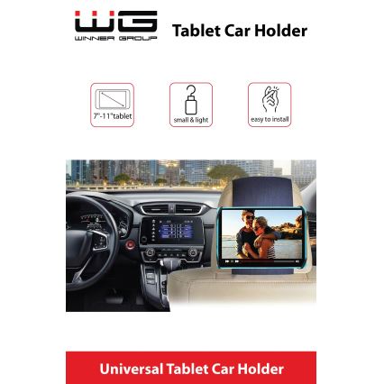 Winner Group - Automobilinis planšetinio kompiuterio laikiklis su Velcro užsegimu juoda