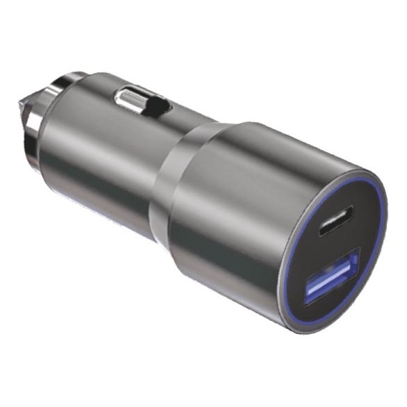 Winner Group - Automobilio įkroviklis 1xUSB-C + 1xUSB-A Power Delivery 58,5W sidabras