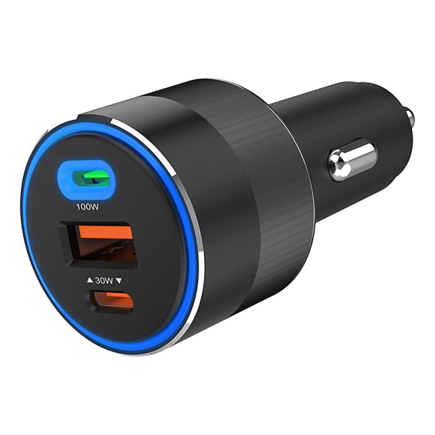Winner Group - Automobilio įkroviklis 2xUSB-C + 1xUSB-A Power Delivery 130W juoda