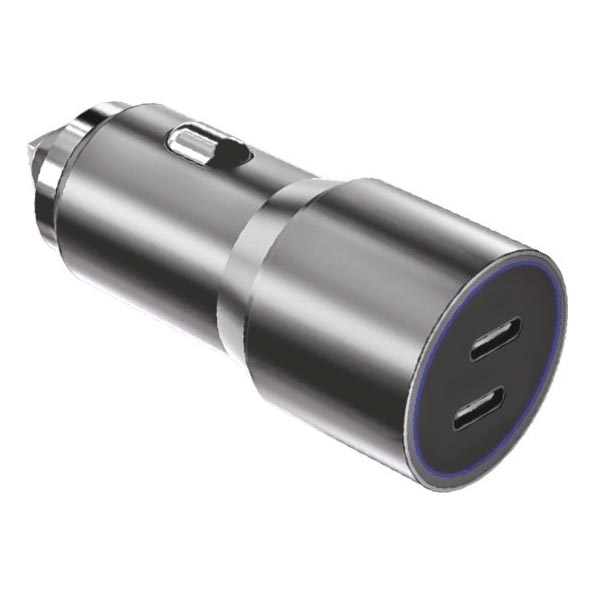 Winner Group - Automobilio įkroviklis 2xUSB-C Power Delivery 60W sidabras