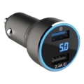 Winner Group - Automobilio įkroviklis su ekranas 2xUSB-A Power Delivery 30W juoda
