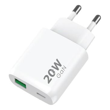 Winner Group - Greito įkrovimo adapteris 1xUSB-C + 1xUSB-A Power Delivery 20W balta
