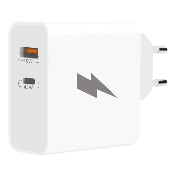 Winner Group - Greito įkrovimo adapteris 1xUSB-C + 1xUSB-A Power Delivery 45W balta