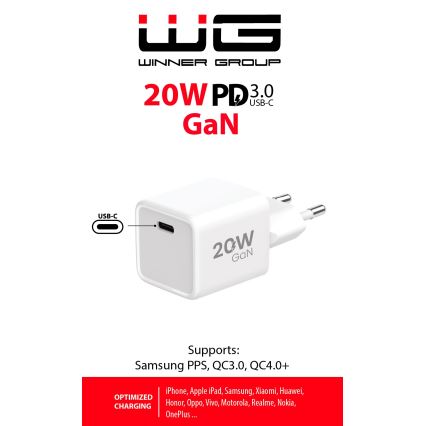 Winner Group - Greito įkrovimo adapteris 1xUSB-C Power Delivery 20W balta