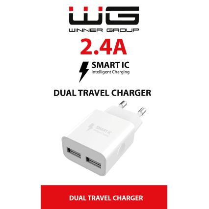 Winner Group - Įkrovimo adapteris 2xUSB-A 12W balta
