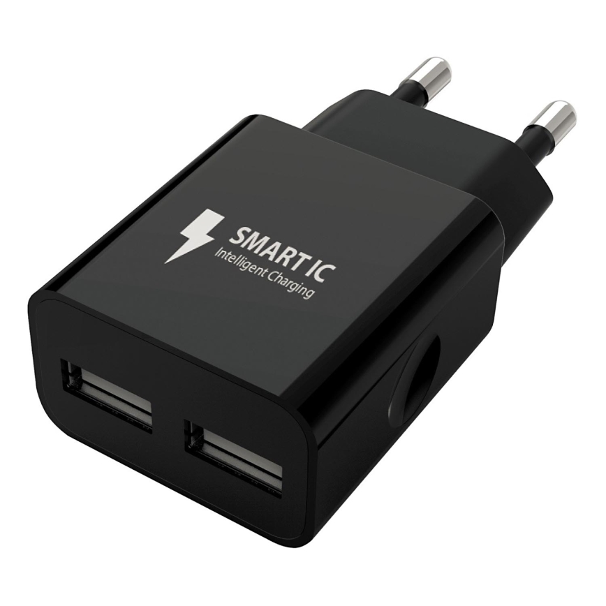 Winner Group - Įkrovimo adapteris 2xUSB-A 12W juoda