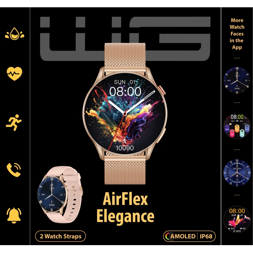 Winner Group - Išmanieji laikrodžiai AirFlex 2 Elegance 280 mAh IP68 auksinės spalvos