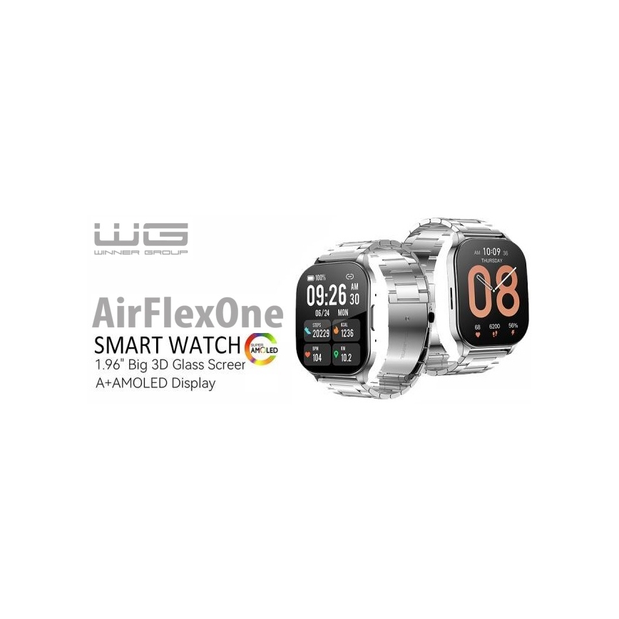 Winner Group - Išmanus laikrodis AirFlexOn 300 mAh IP68 sidabras