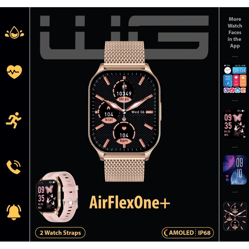 Winner Group - Išmanus laikrodis AirFlexOne+ 300 mAh IP68 auksas