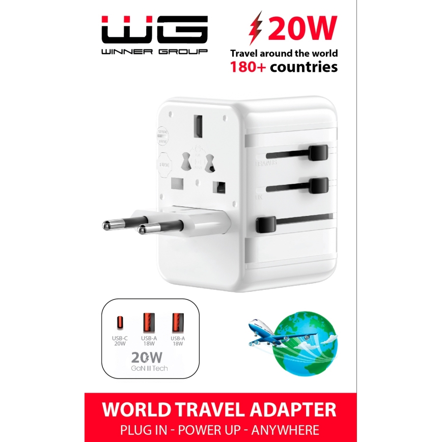 Winner Group - Kelionės greitas įkrovimas adapteris Power Delivery 20W balta