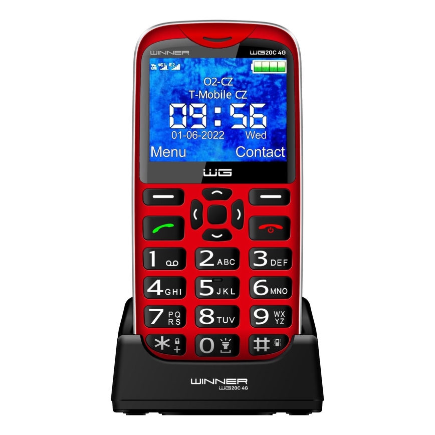 Winner Group - Mobilusis telefonas senjorams 1600 mAh raudona