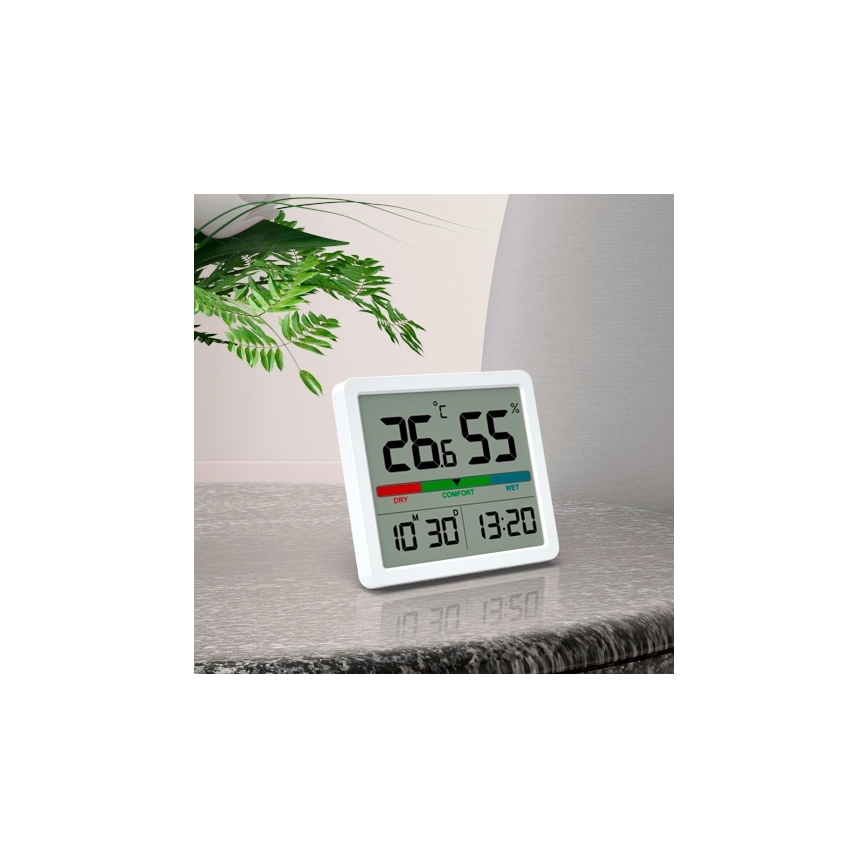 Winner Group - Skaitmeninis termometras su LCD ekranu ir drėgmės matuoklis 2xCR2032 balta