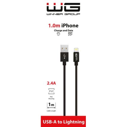 Winner Group - USB laidas Lightning / USB-A 1m juoda