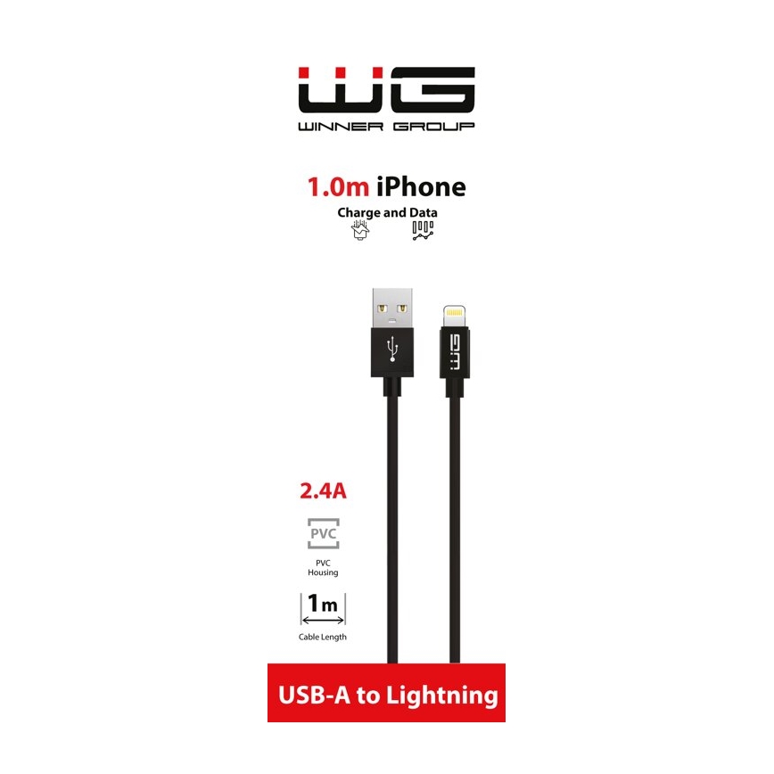 Winner Group - USB laidas Lightning / USB-A 1m juoda