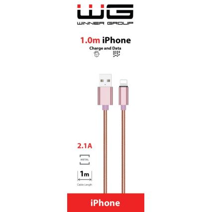 Winner Group - USB laidas Lightning / USB-A 1m rausva