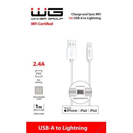 Winner Group - USB laidas MFI Lightning / USB-A 1m balta
