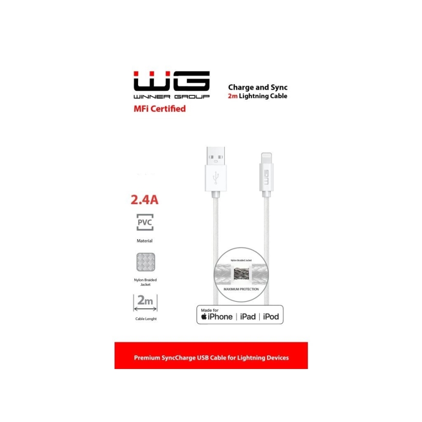 Winner Group - USB laidas MFI Lightning / USB-A 2m balta
