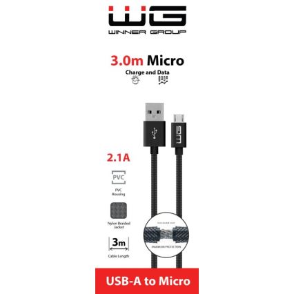 Winner Group - USB laidas Micro USB / USB-A 3m juoda