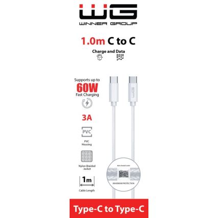 Winner Group - USB laidas USB-C / USB-C 60W 1m balta