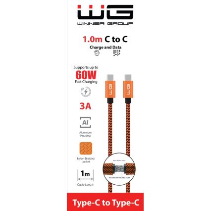 Winner Group - USB laidas USB-C / USB-C 60W 1m oranžinė
