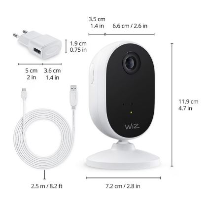 WiZ - Namų stebėjimo rinkinys: 1x kamera + 3x LED RGB lemputė A60 E27/8,5W/230V Wi-Fi