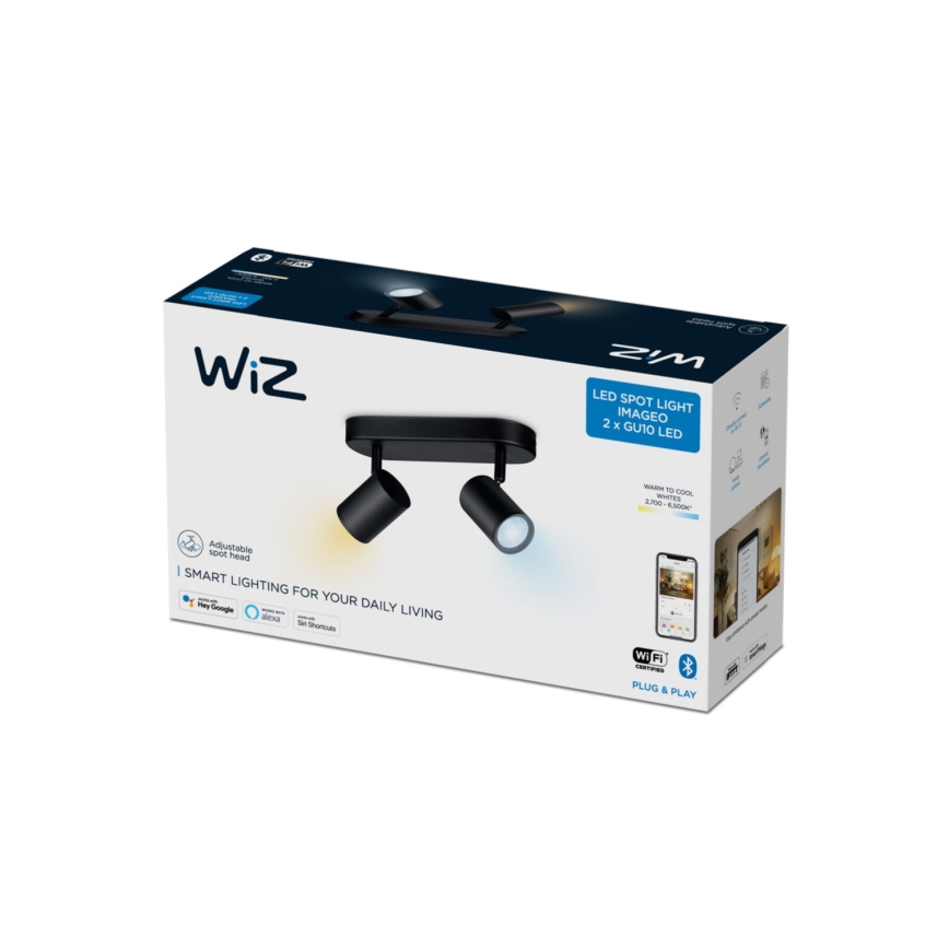 WiZ - LED Reguliuojamas akcentinis šviestuvas IMAGEO 2xGU10/4,9W/230V 2700-6500K Wi-Fi juodas