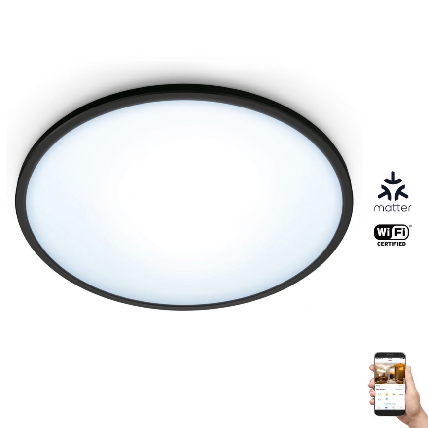 WiZ - LED Reguliuojamas lubinis šviestuvas SUPERSLIM LED/14W/230V 2700-6500K Wi-Fi juodas