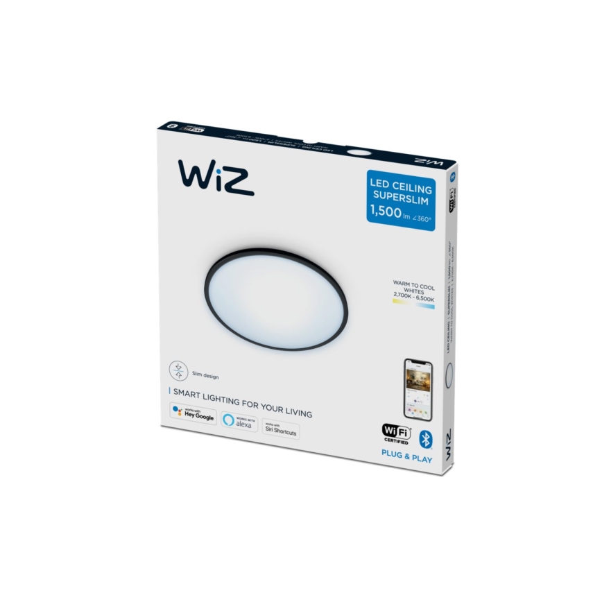 WiZ - LED Reguliuojamas lubinis šviestuvas SUPERSLIM LED/16W/230V 2700-6500K Wi-Fi juodas