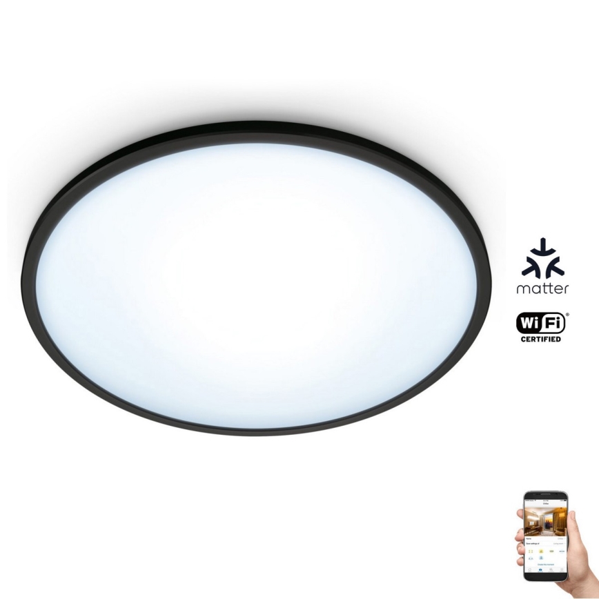 WiZ - LED Reguliuojamas lubinis šviestuvas SUPERSLIM LED/16W/230V 2700-6500K Wi-Fi juodas