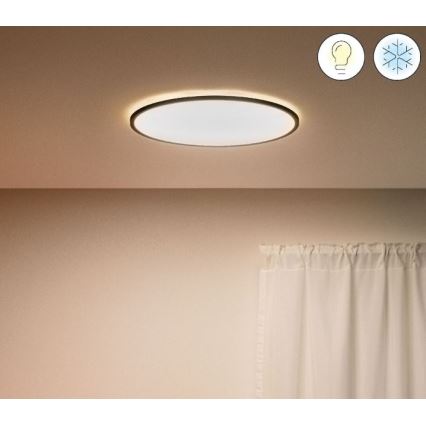 WiZ - LED Reguliuojamas lubinis šviestuvas SUPERSLIM LED/22W/230V 2700-6500K Wi-Fi juodas