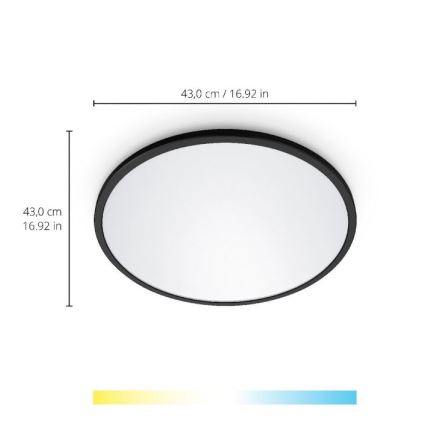 WiZ - LED Reguliuojamas lubinis šviestuvas SUPERSLIM LED/22W/230V 2700-6500K Wi-Fi juodas