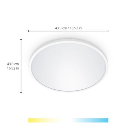 WiZ - LED Reguliupjamas lubinis šviestuvas SUPERSLIM LED/22W/230V 2700-6500K Wi-Fi baltas