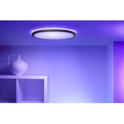 WiZ - LED RGB pritemdomas lubinis šviestuvas SUPERSLIM LED/22W/230V 2700-6500K Wi-Fi juoda