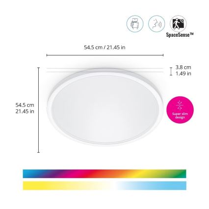 WiZ - LED RGB pritemdomas lubinis šviestuvas SUPERSLIM LED/32W/230V 2700-6500K Wi-Fi balta